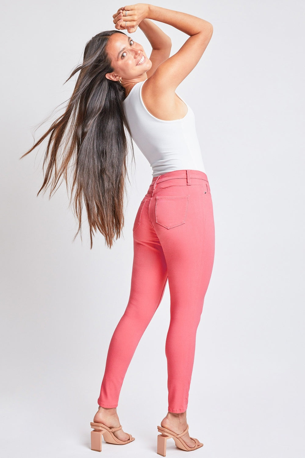 Chic Chic Jeanswear Full Size Hyperstretch Mid-Rise Skinny Jeans pink