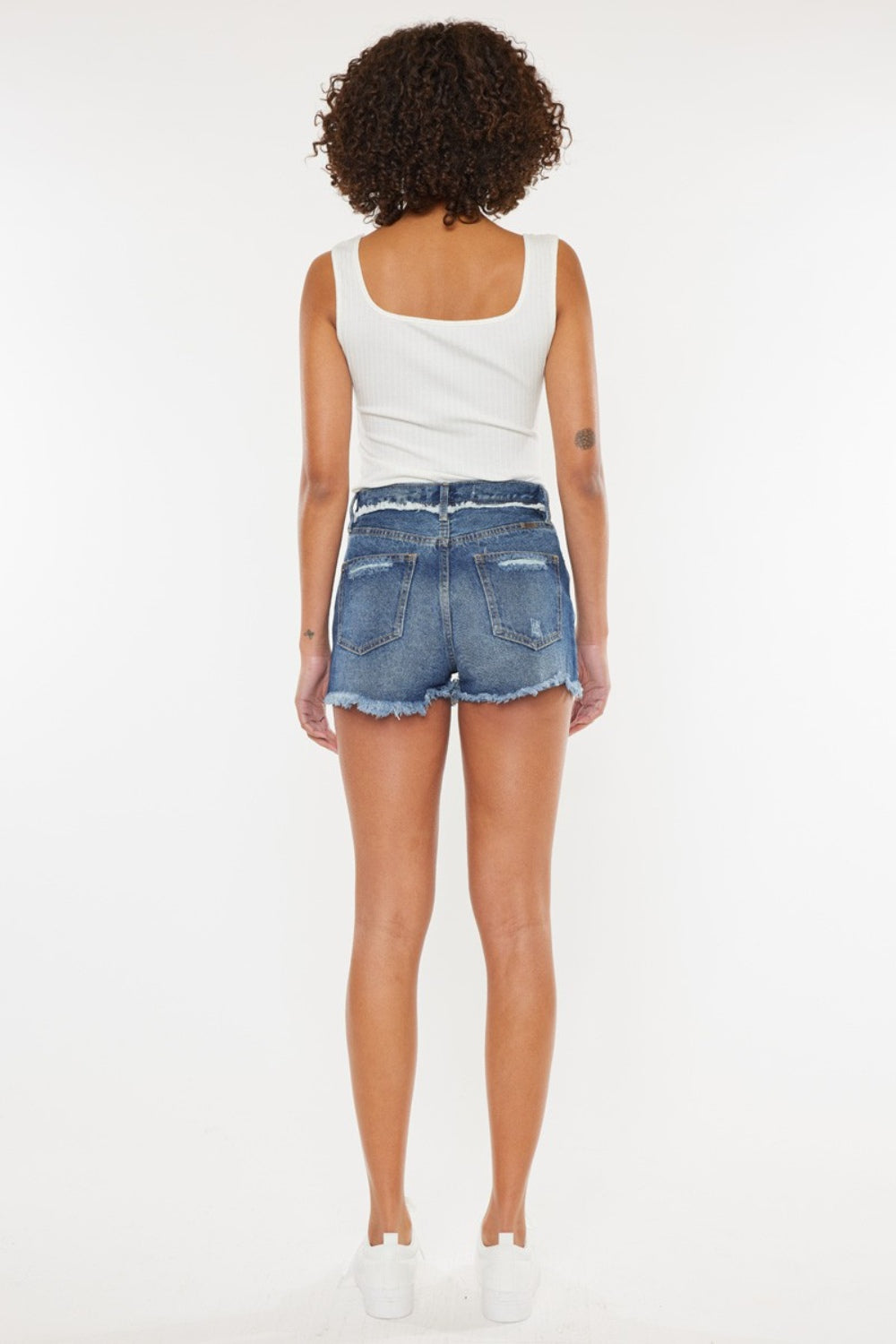 Chic Chic Distressed Button Fly Denim Shorts