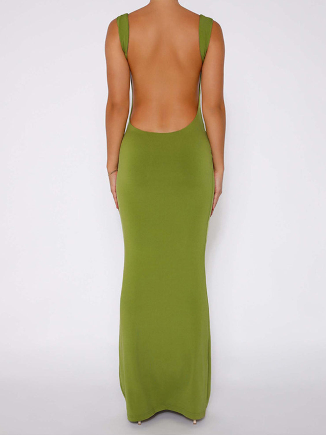 Chic Chic Backless Wide Strap Maxi Dress Lime Green