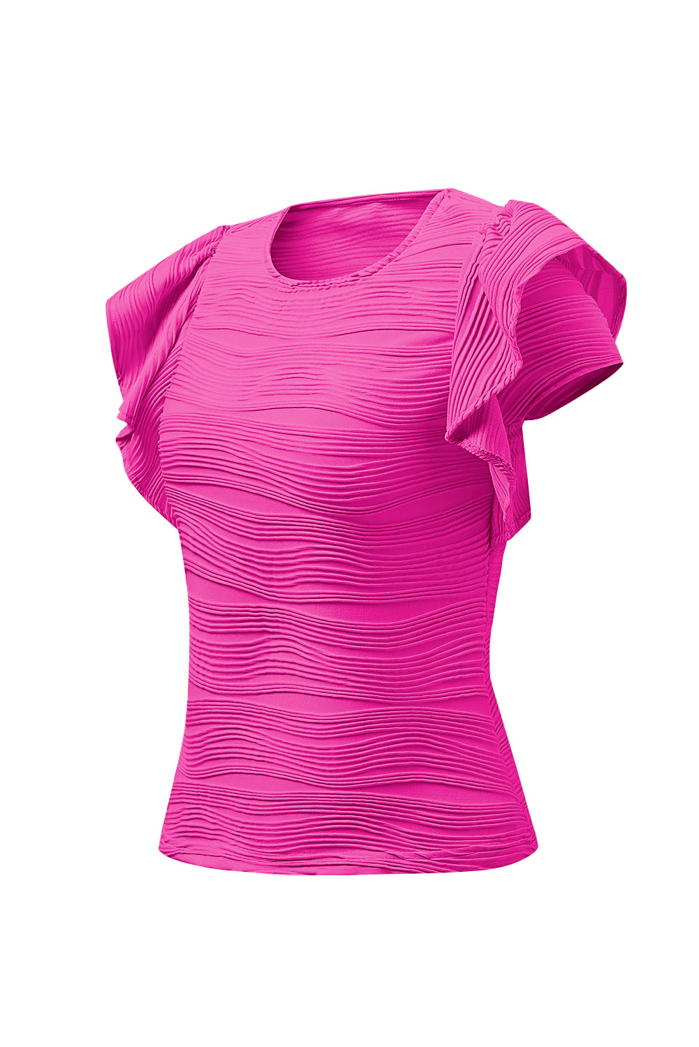 Chic Chic Round Neck Cap Sleeve Top Pink