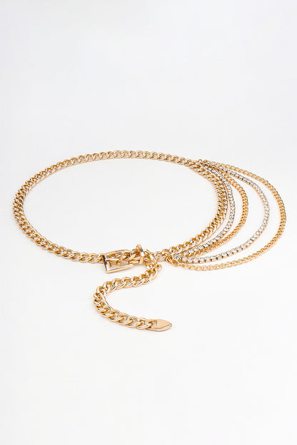 Chic Chic Rhinestone Chain Belt Gold