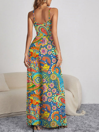 Paisley Spaghetti Strap Wide Leg Jumpsuit