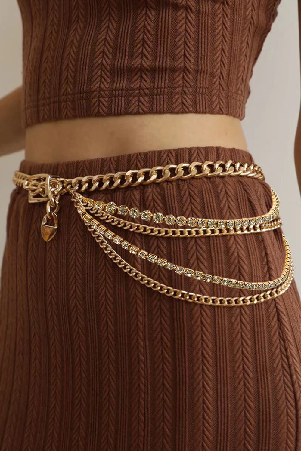 Chic Chic Rhinestone Chain Belt Gold