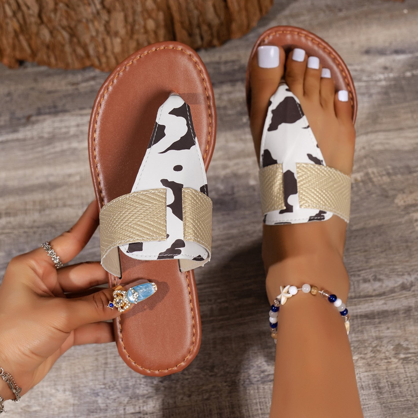 Chic Chic Animal Print Open Toe Sandals