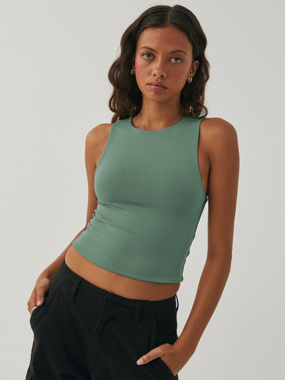 Round Neck Cropped Tank