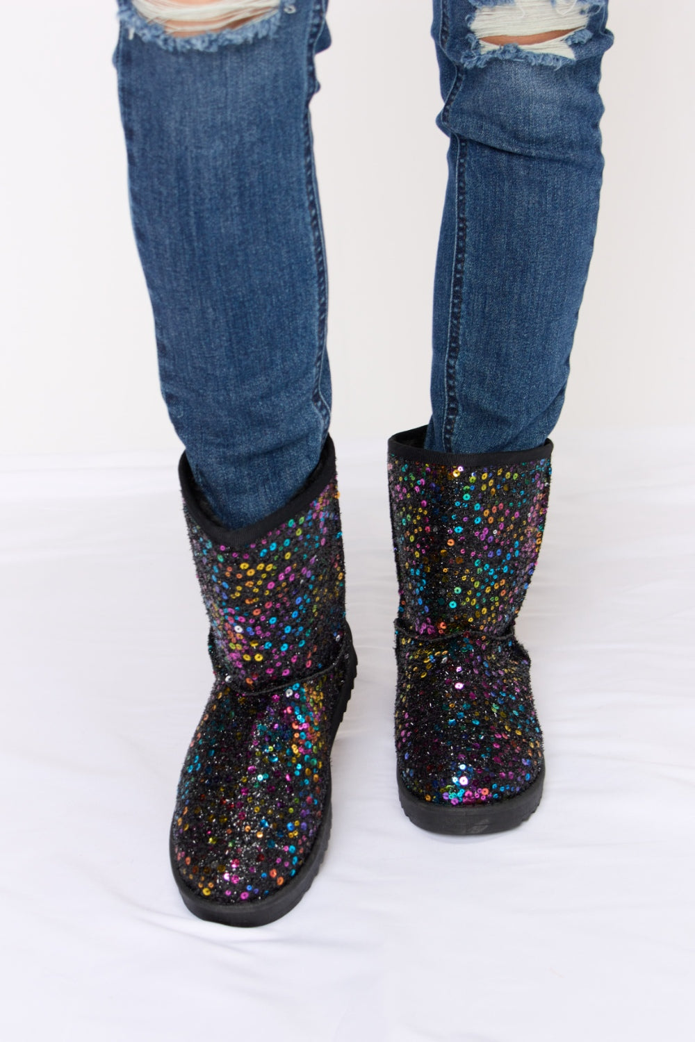 Chic Chic Sequin Thermal Flat Boots