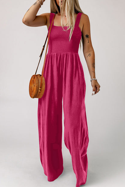 Gotta Go Wide Leg Jumpsuit with Pockets Deep Rose