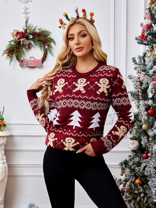 Gingerbread Round Neck Long Sleeve Sweater chic chic boutique 