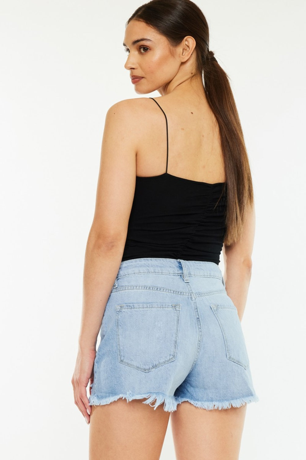 Chic Chic Raw Hem Distressed High Waist Denim Shorts