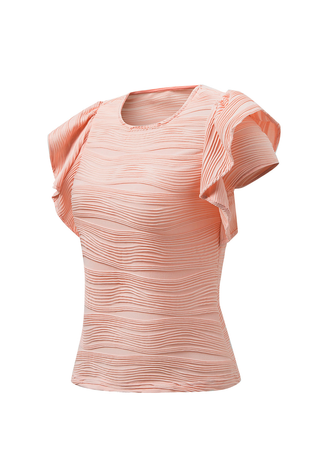 Chic Chic Round Neck Cap Sleeve Top  Light Pink