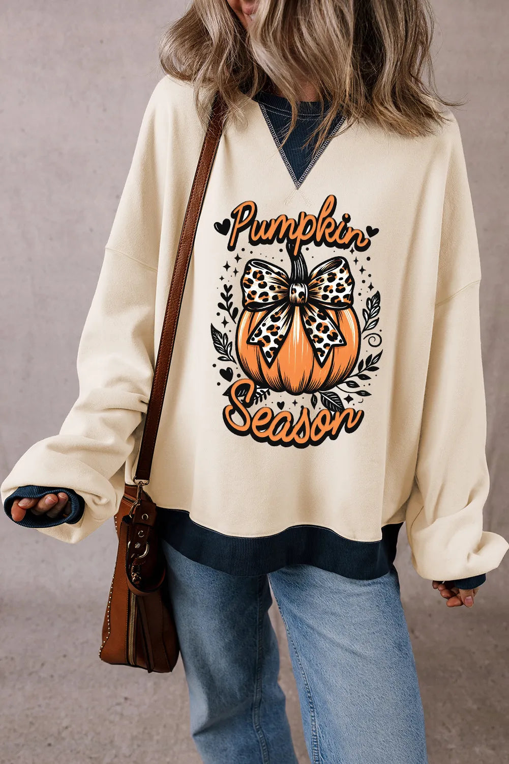 Pumpkin Graphic Long Sleeve Sweatshirt front