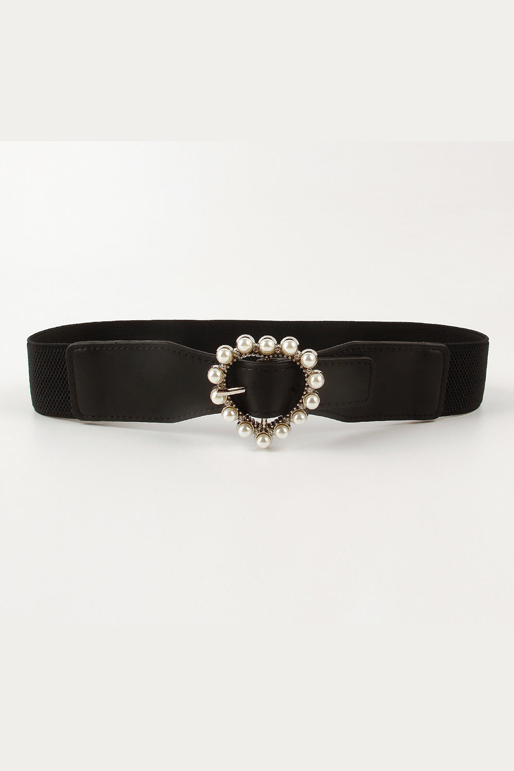 Chic Chic Pearl Heart Buckle Elastic Belt