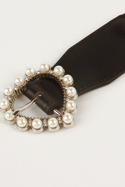 Chic Chic Pearl Heart Buckle Elastic Belt