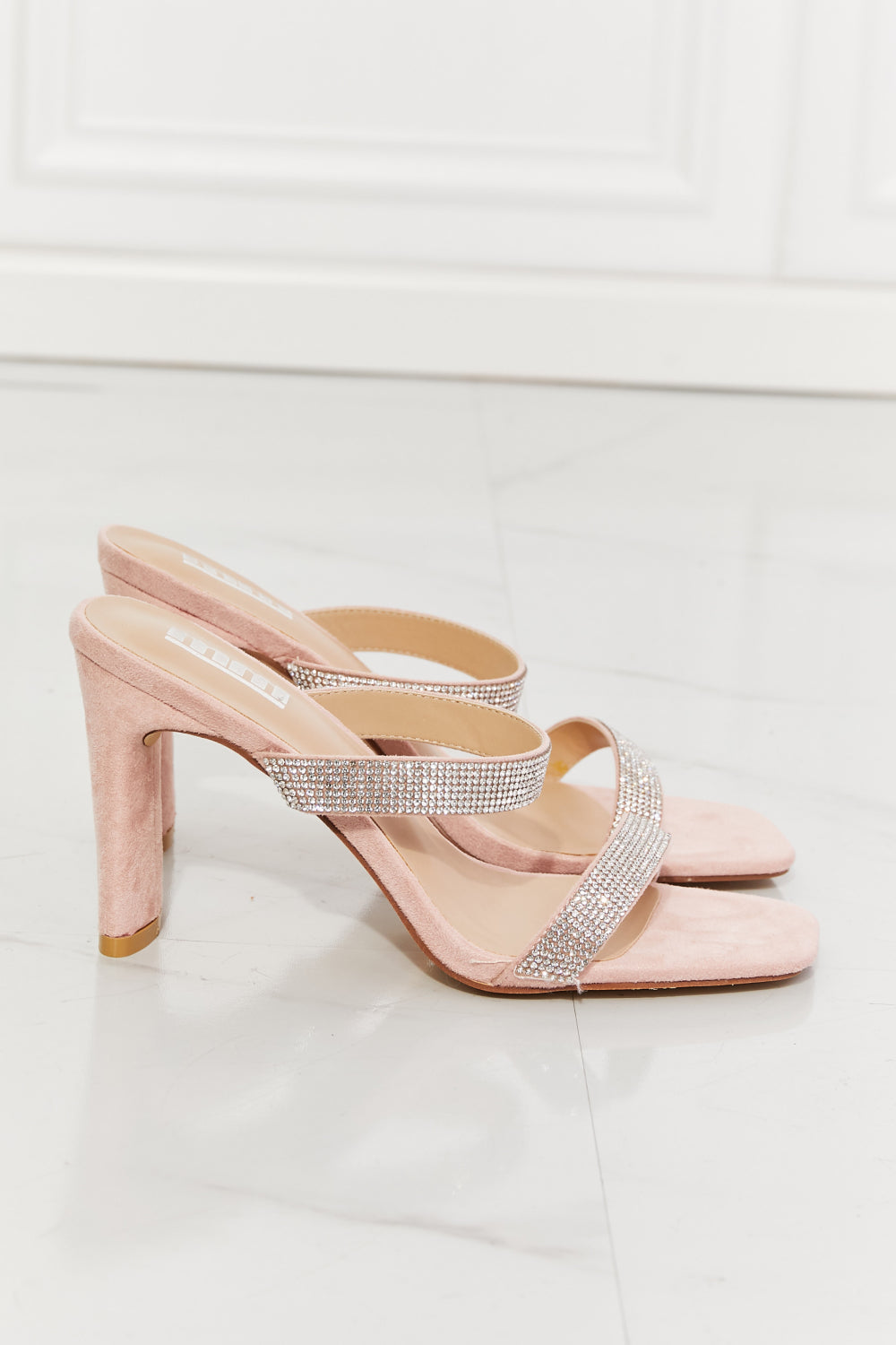 Chic Chic Sparkle Rhinestone Block Heel Sandal in Pink