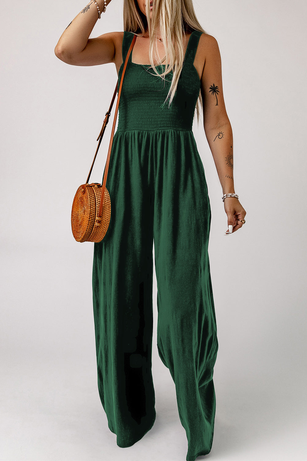 Gotta Go Wide Leg Jumpsuit with Pockets Green