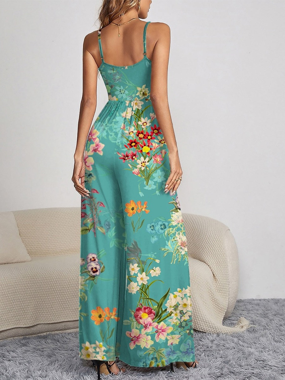 Paisley Spaghetti Strap Wide Leg Jumpsuit