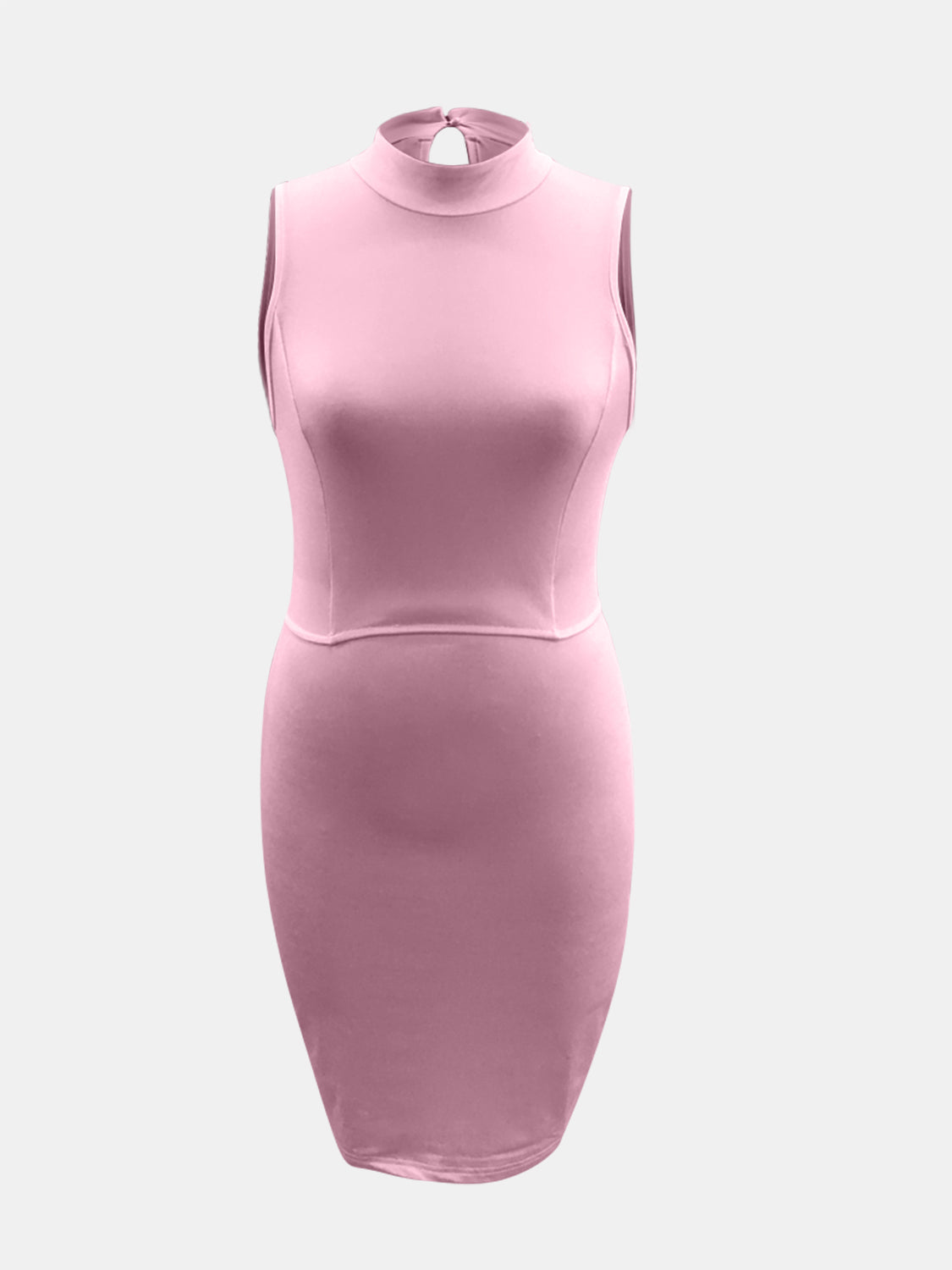 Cutout Mock Neck Sleeveless Dress Pink