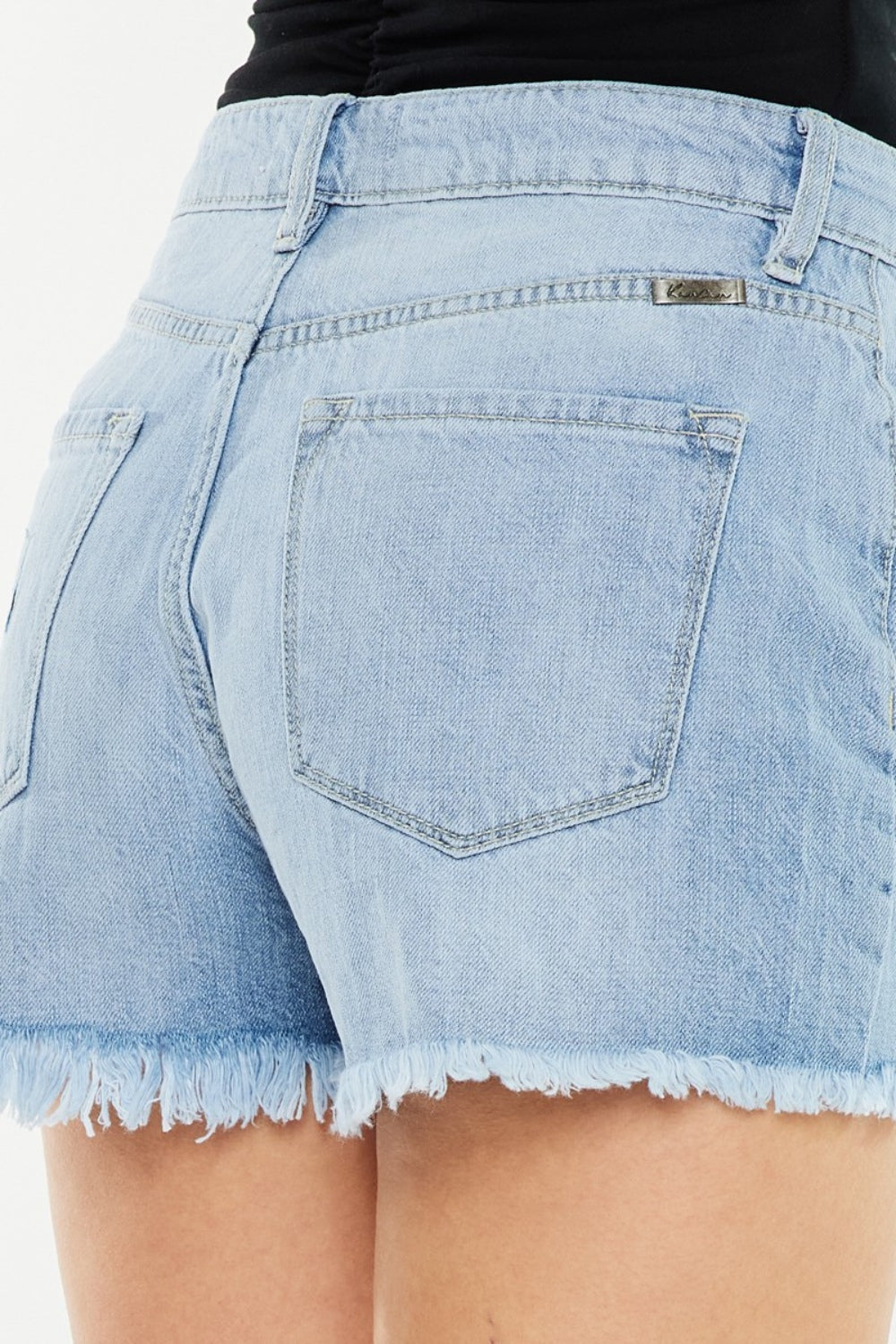 Chic Chic Raw Hem Distressed High Waist Denim Shorts