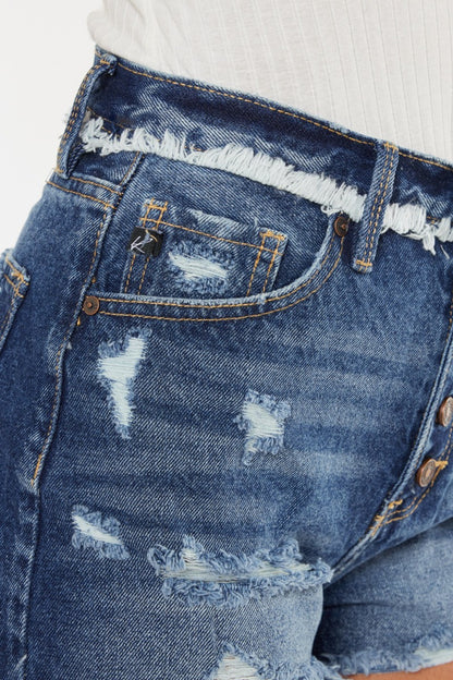 Chic Chic Distressed Button Fly Denim Shorts