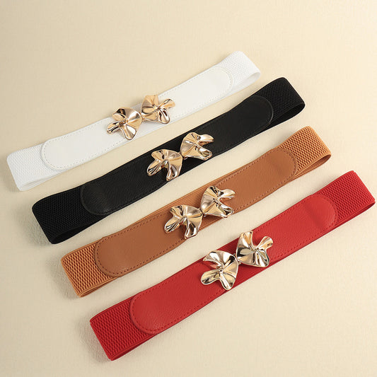 Chic Chic Buckle Elastic Belt brown, red, black white