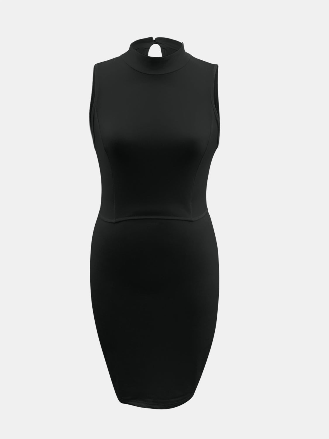 Cutout Mock Neck Sleeveless Dress Black 