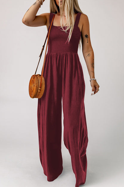 Gotta Go Wide Leg Jumpsuit with Pockets Wine