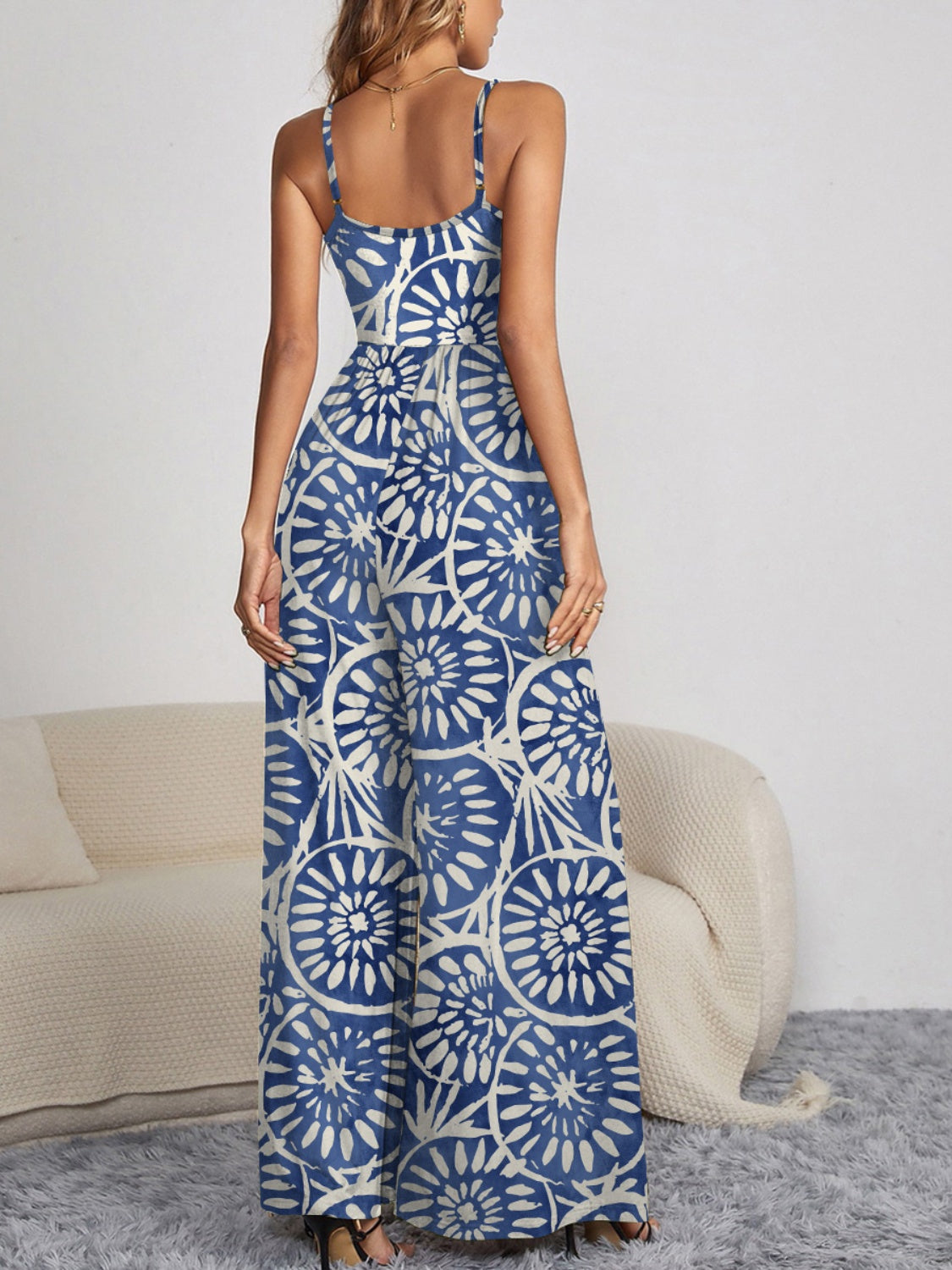 Paisley Spaghetti Strap Wide Leg Jumpsuit