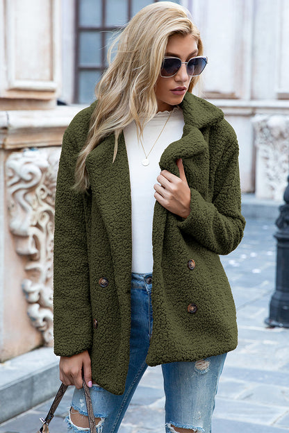 Full Size Lapel Collar Sherpa Coat