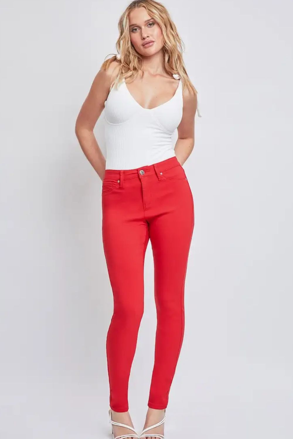 Chic Chic Jeanswear Mid-Rise Skinny Jeans red