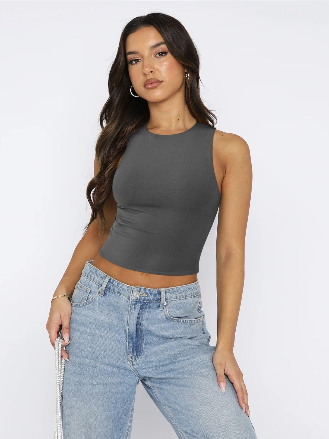 Round Neck Cropped Tank