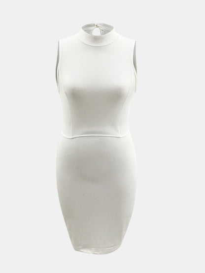 Cutout Mock Neck Sleeveless Dress white