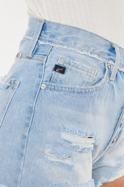 Chic Chic Distressed Button Fly Denim Shorts