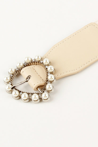 Chic Chic Pearl Heart Buckle Elastic Belt