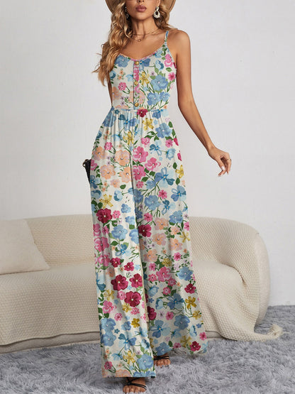 Paisley Spaghetti Strap Wide Leg Jumpsuit