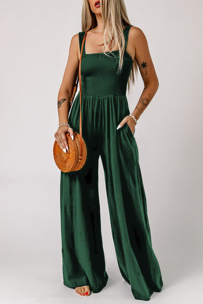 Gotta Go Wide Leg Jumpsuit with Pockets Green