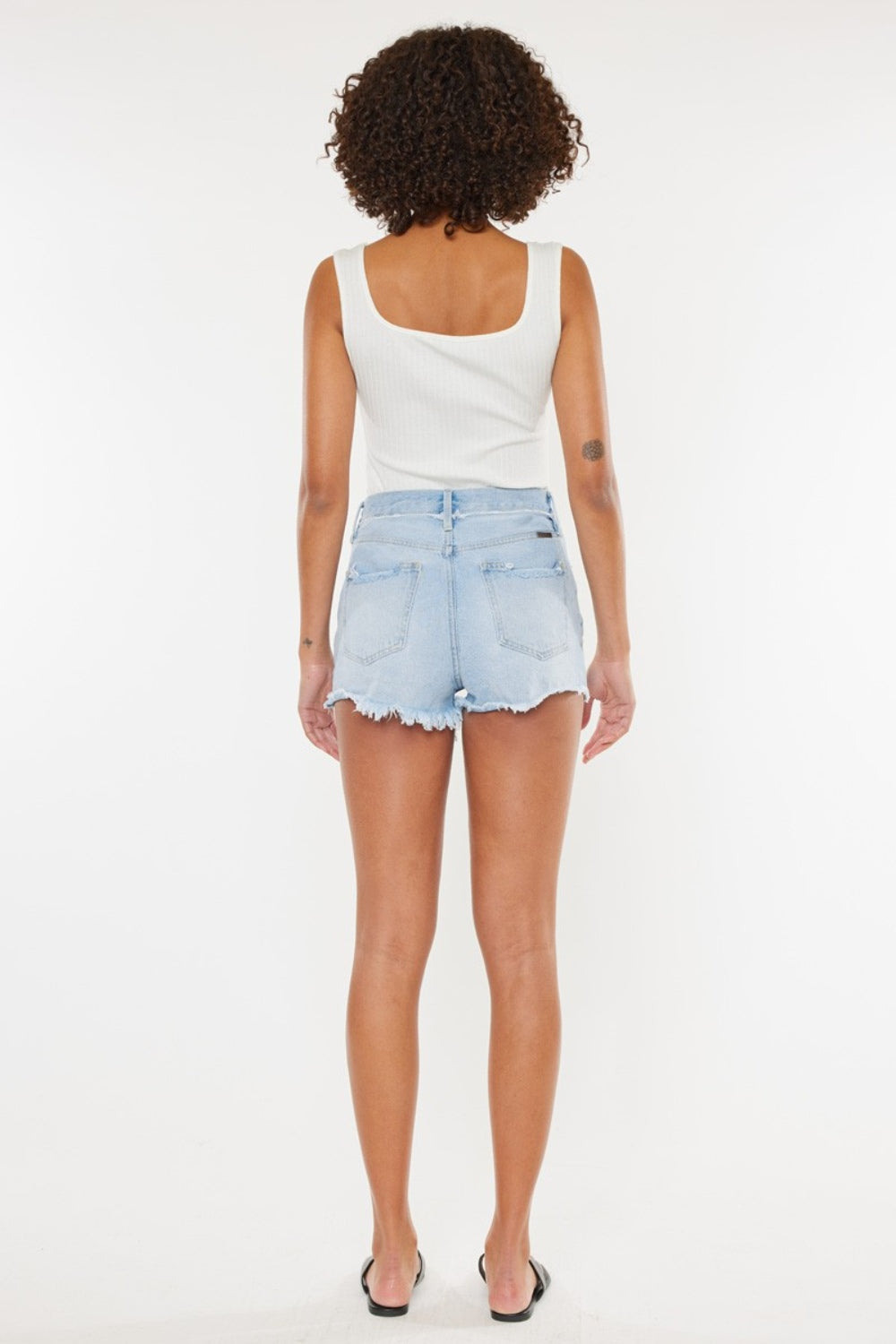 Chic Chic Distressed Button Fly Denim Shorts