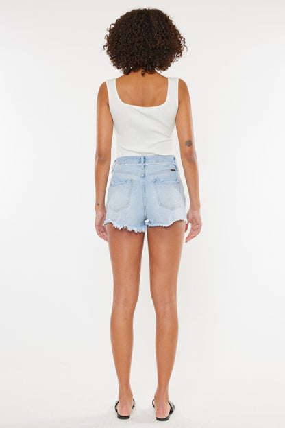 Chic Chic Distressed Button Fly Denim Shorts