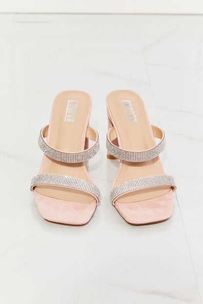 Chic Chic Sparkle Rhinestone Block Heel Sandal in Pink