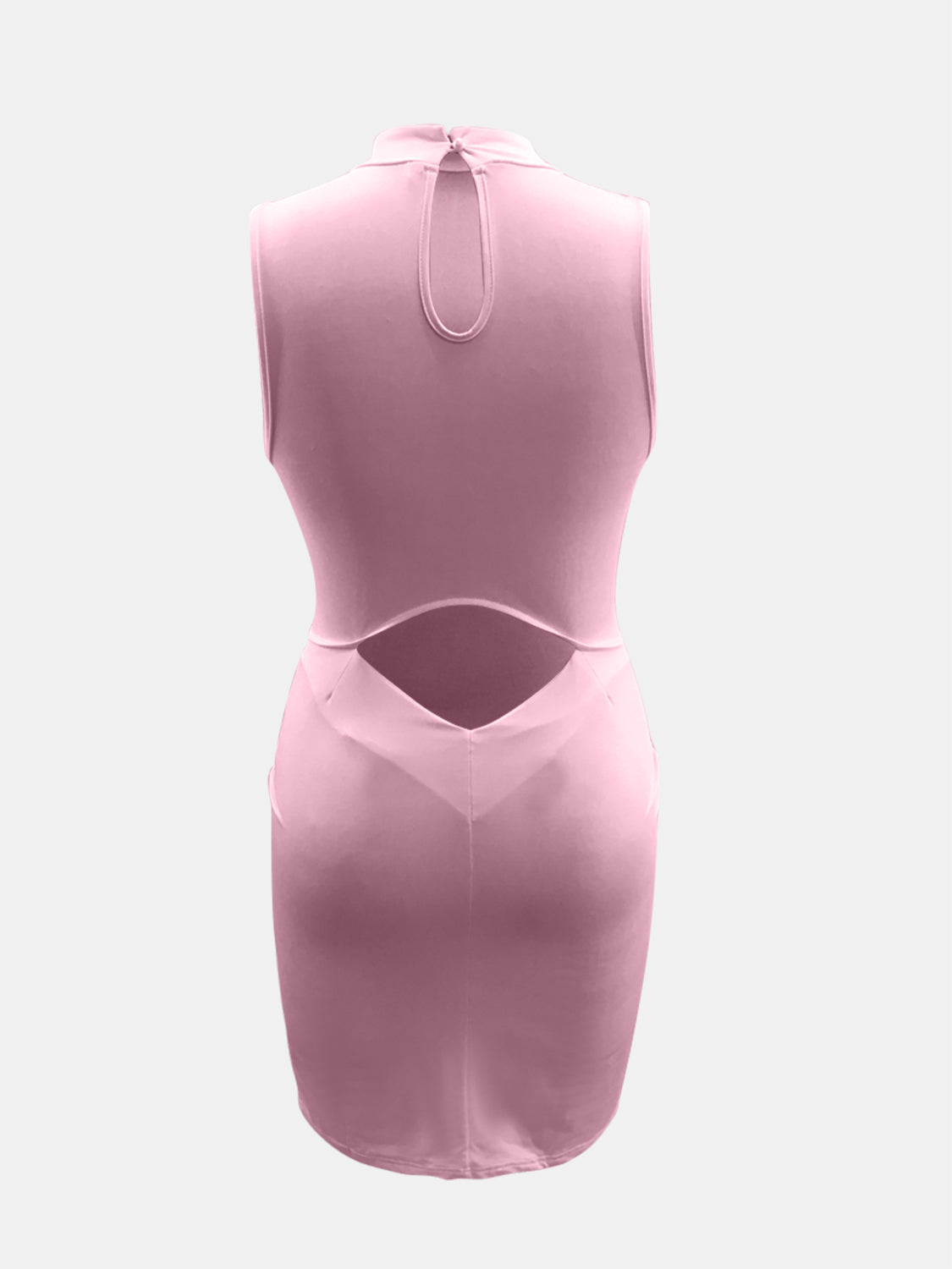 Cutout Mock Neck Sleeveless Dress Pink