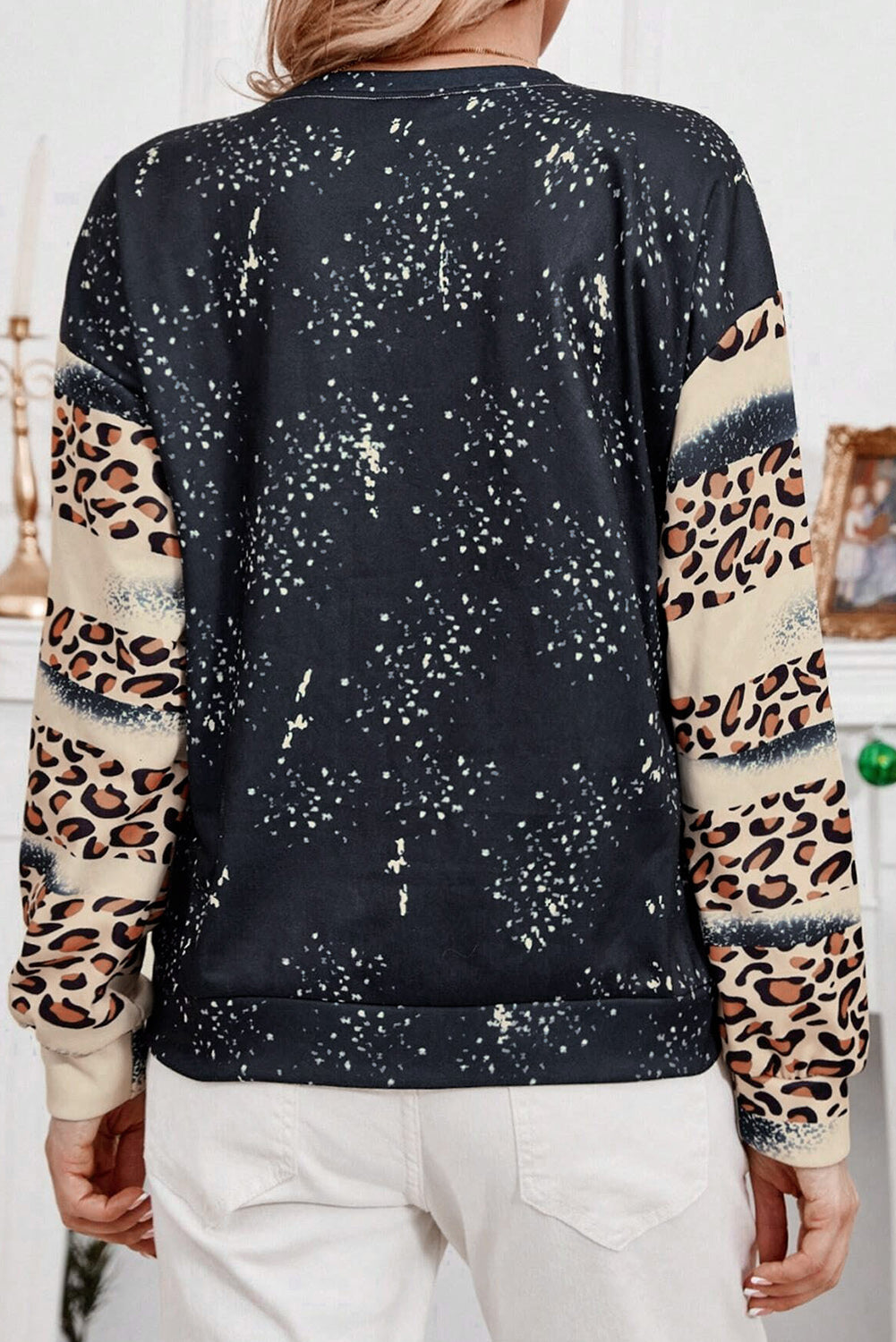 Santa Graphic Leopard Dropped Shoulder Sweatshirt chic chic boutique 