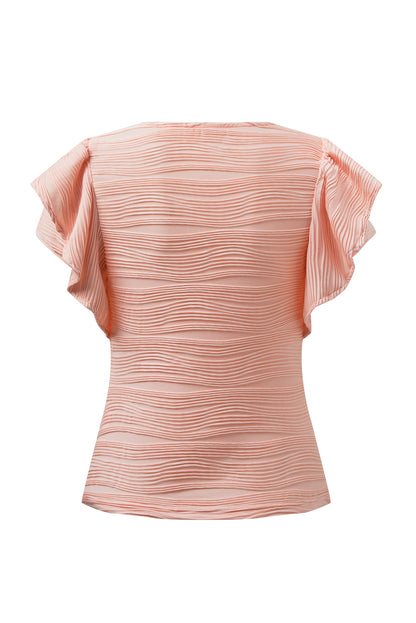 Chic Chic Round Neck Cap Sleeve Top  Light Pink