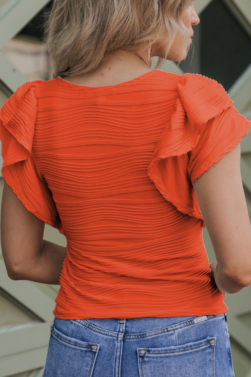 Chic Chic Round Neck Cap Sleeve Top Orange