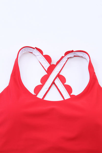 Crisscross Scoop Neck Swim Top