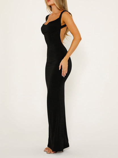 Chic Chic Backless Wide Strap Maxi Dress Black