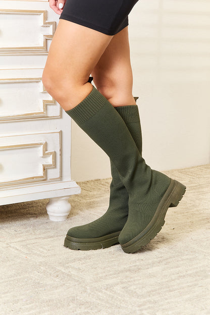 Knee High Platform Sock Boots