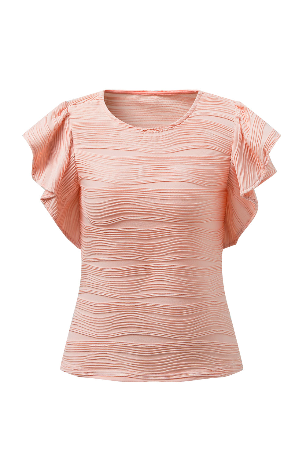 Chic Chic Round Neck Cap Sleeve Top  Light Pink