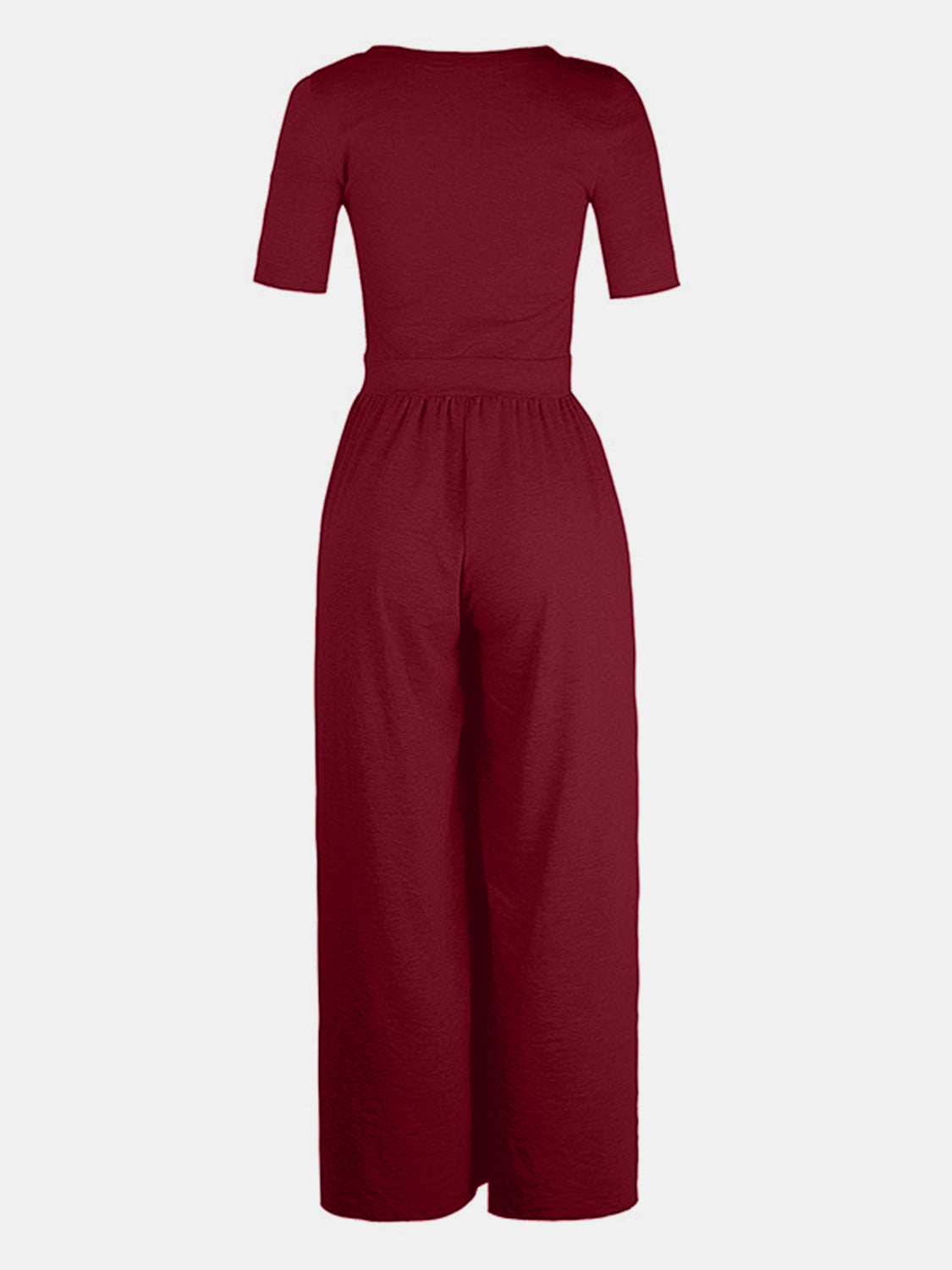 Chic Chic Scoop Neck Short Sleeve Jumpsuit red 