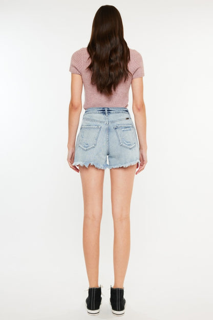 Chic Chic Distressed High Waist Denim Shorts with Pockets