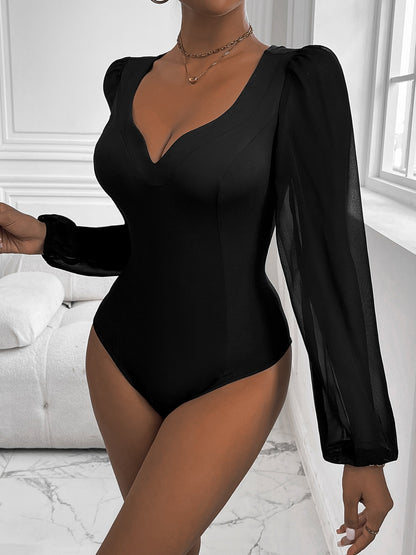 Perfee Sweetheart Neck Long Sleeve Bodysuit Chic Chic Boutique 