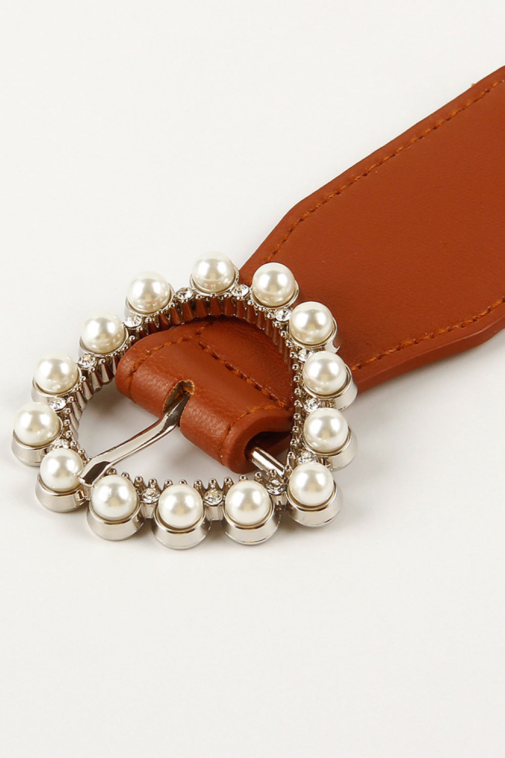 Chic Chic Pearl Heart Buckle Elastic Belt